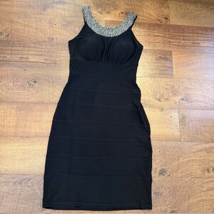Black Dress with Embellished Neckline